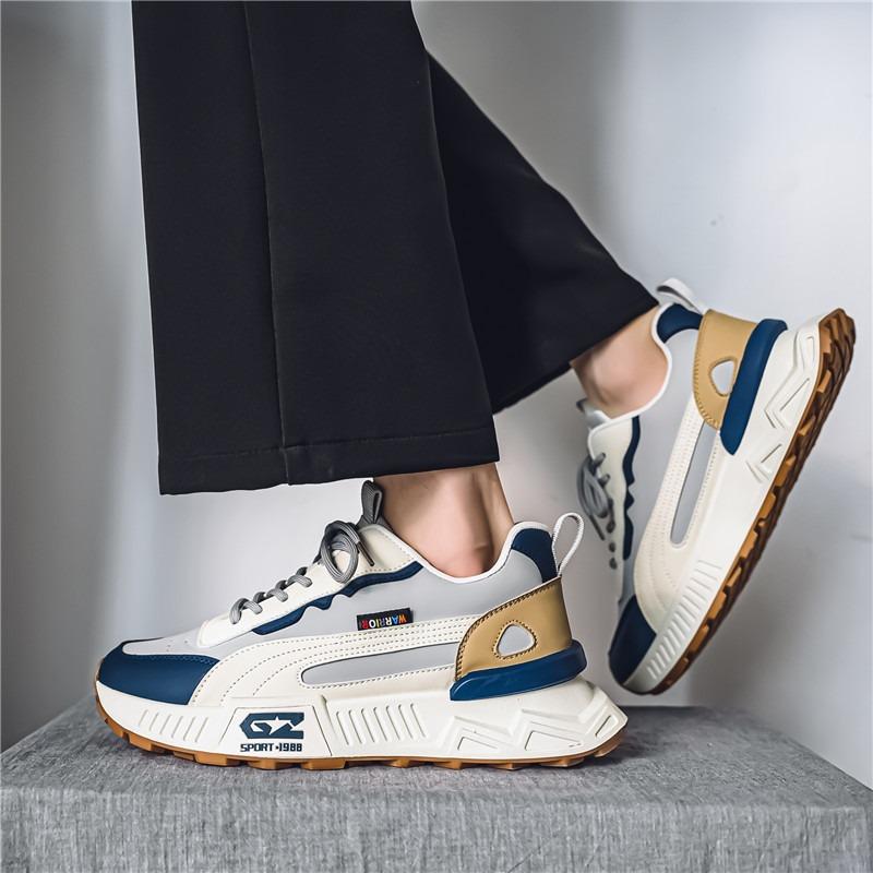 Herrenschuhe für vier Jahreszeiten Herbst Lederoberfläche dicke Sohle erhöht rutschfest abriebfest Herren Sportschuhe lässige Herrenschuhe