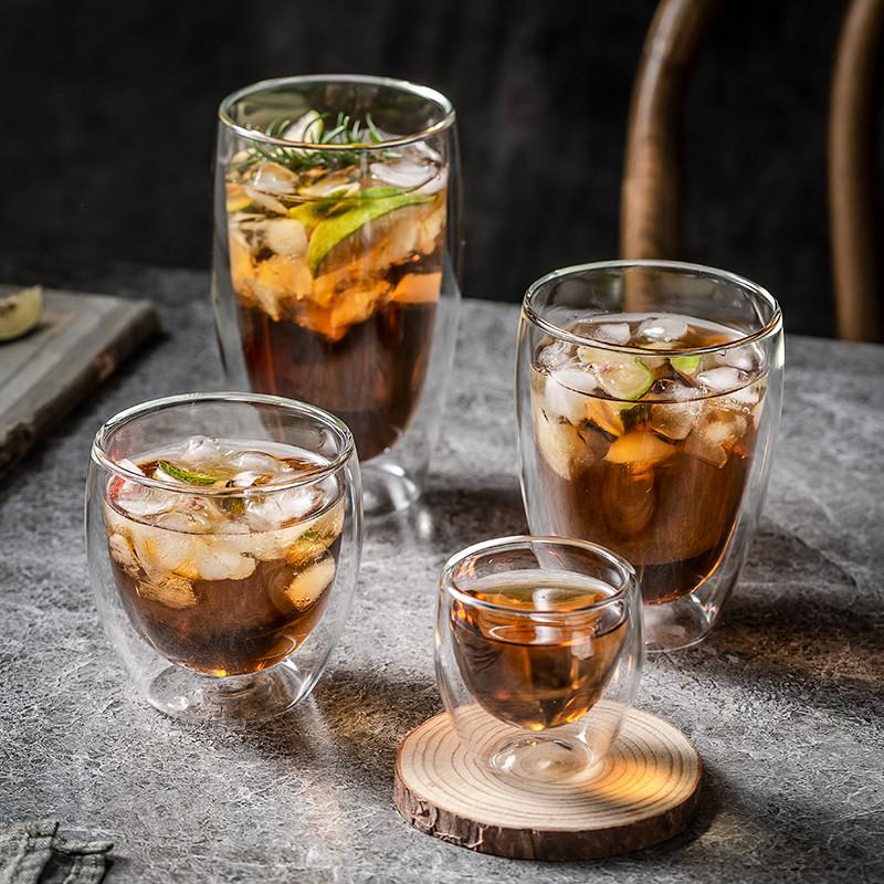 Heat Resistant Transparent Glass Cup for Espresso Coffee Milk Whiskey Tea Beer Double Mug Cocktail Vodka Wine Creative Drinkware