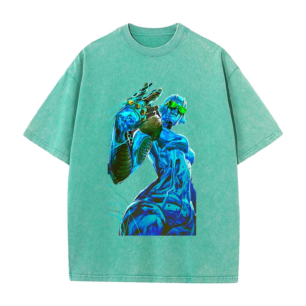 Stone Free Jolyne Printed Tee Anime JoJos Bizarre Adventure Clothing Men Women Retro Washed Tshirts Harajuku Cotton T Shirt