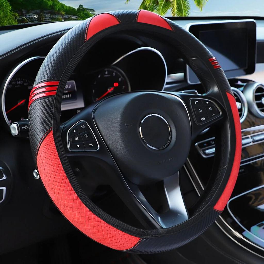 Leather Little Monster Cartoon Cat Car Without Inner Ring Steering Wheel Cover Automotive Supplies 14.5-15INCH