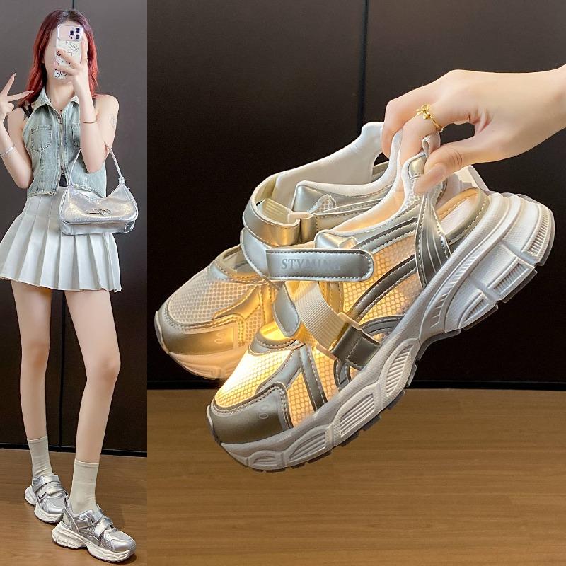 

Velcro Dad Shoes Sports Running Shoes Casual Shoes Thick-soled Height-increasing Shoes 35 білий