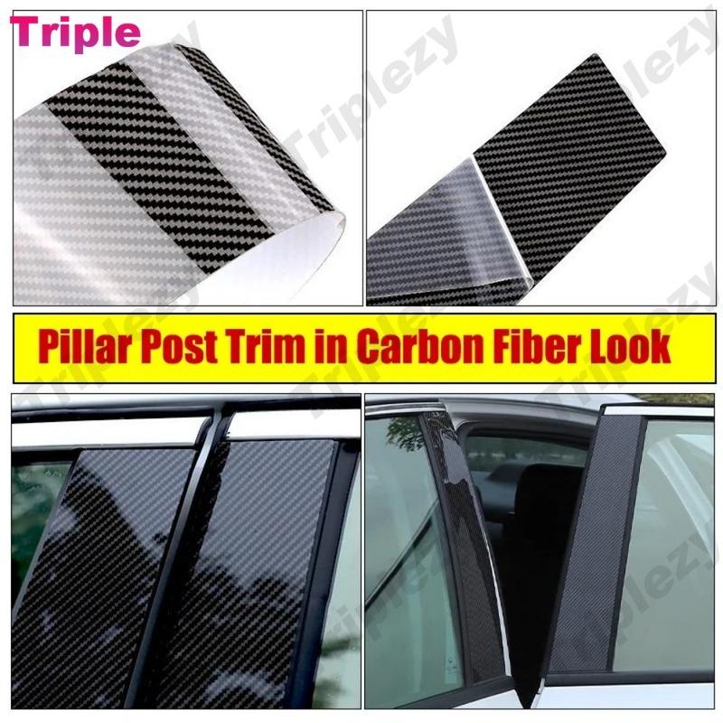 6Pcs Glossy Black/Carbon Fiber Car Window B C Pillar Post Trim Cover For Lexus IS 200t 300 300h 350 500 F Sport XE30 2014-2024