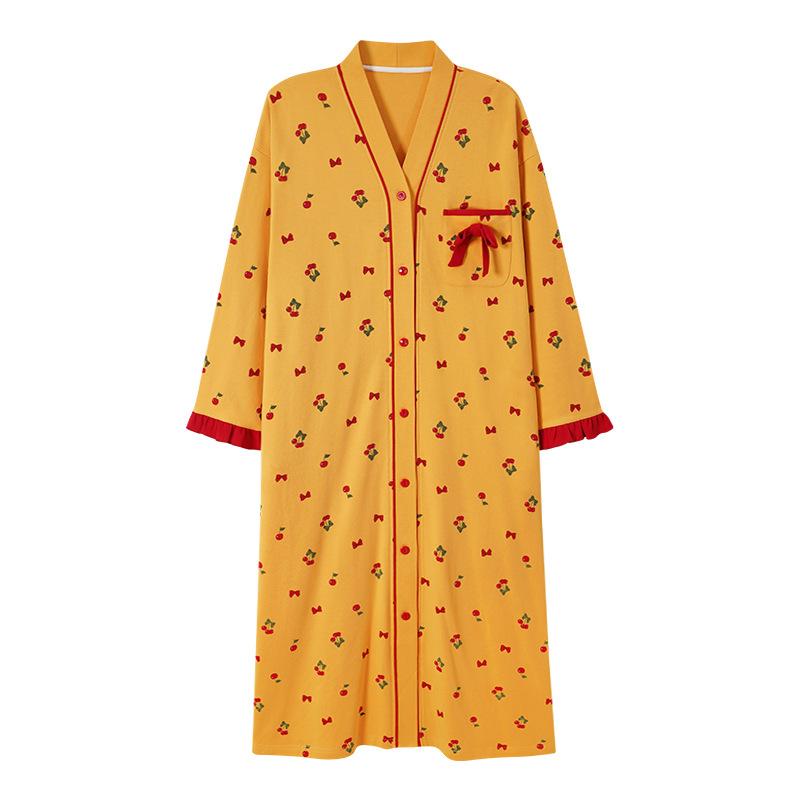 Pajamas Women'S Spring And Autumn Pure Cotton Women'S Long-Sleeved Autumn Long-Sleeved Women'S Large-Size Pajamas Can Be Worn Outside