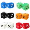 2x Car Dice Ornament Rearview Mirror Hanging Ornaments Car Styling Plush Fuzzy Dice Decoration Auto Interior Accessories Pendant