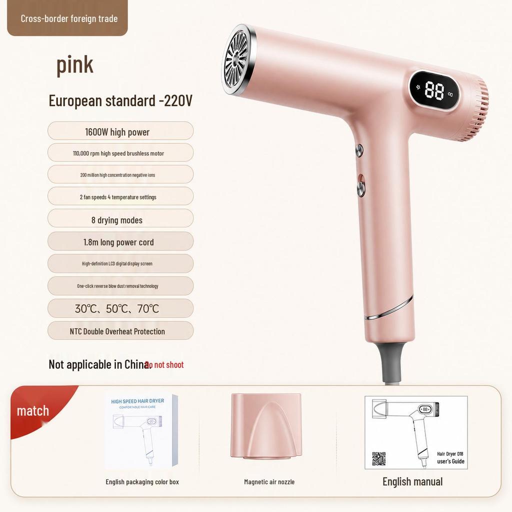 High-Speed 110,000 RPM Hair Dryer with Constant Temperature and Hot/Cold Negative Ion Technology