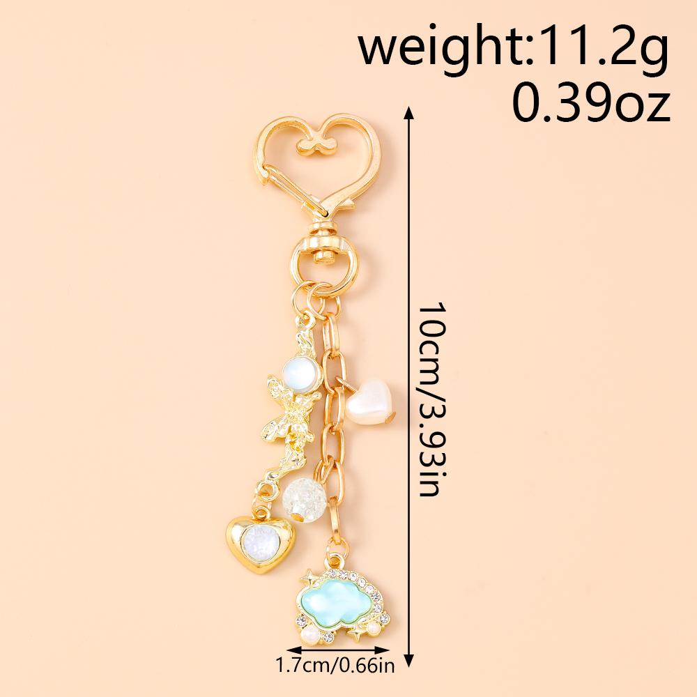 Cute Star Cloud Keychain Women Girls Crystal Pearl Key Ring Pendants for Handbag Decor DIY Handmade Key Chain Gifts