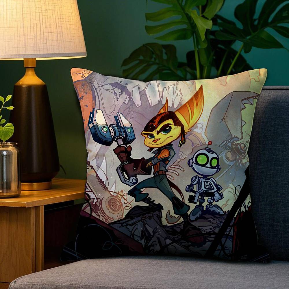 Cartoon RRatchet N CClank Pillow Case Plush Fabric Soft Double Sided Print Sofa Cushion Cover Throw Pillow Covers