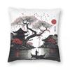 Japanese Blossom Sunset Pillowcase Polyester Linen Velvet Pattern Zip Decorative Home Cushion Case Wholesale