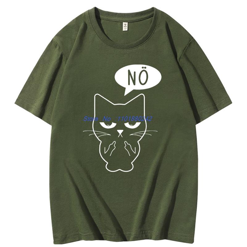Funny Cat Showing Middle Finger Fashion Graphic T Shirts Summer Short Sleeve Tshirts Unisex Cotton Casual Streetwear Tshirt