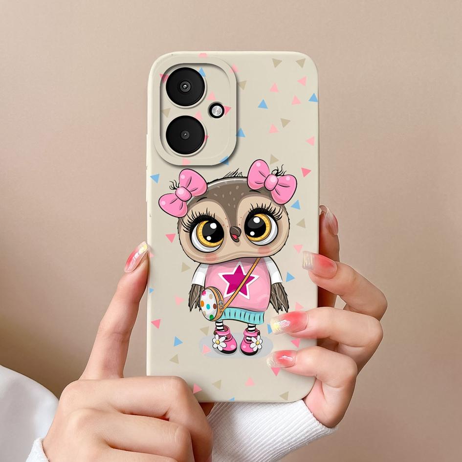 Cute Owl Cat Cartoon Pattern Back Cover For Xiaomi Poco M6 5G X6 Pro F6 F5 Pro Phone Cases Liquid Silicone Screen Protector Housing Bumpers For Xiaomi