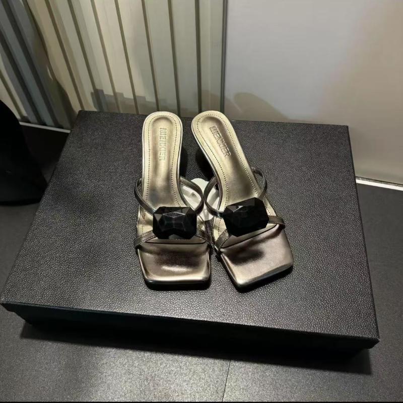 Fashion New Summer Crystal Woman Slippers High Heels Fashion Pumps  Elegant Women Sandals Designer 2025 Trend Luxury Mujer Zapatos