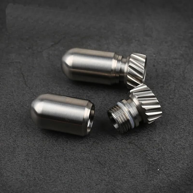 EDC TA2 Pure Titanium Waterproof Tank Pill Box, EDC Survival Seal Container, Necklace Keychain