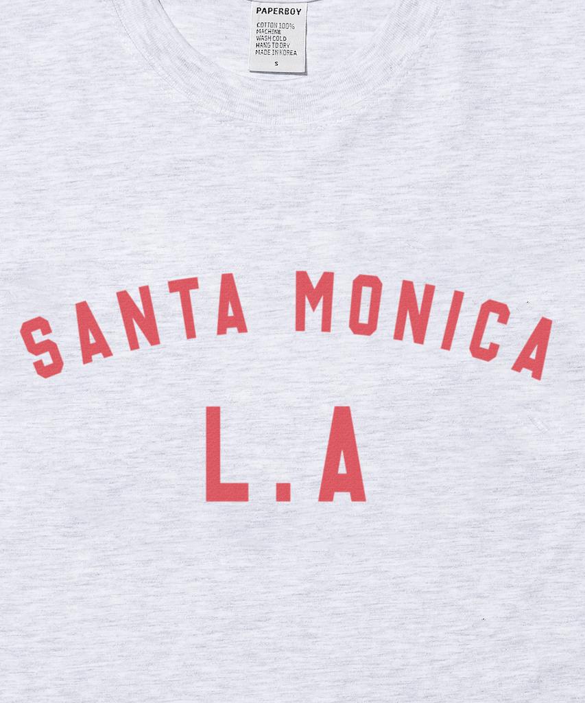 PAPERBOY Crop Santa Monica Short Sleeve T-Shirt - White Melange