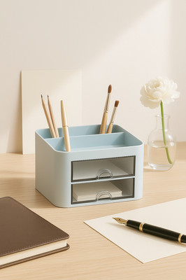 კრეატიული გამჭვირვალე უჯრის შესანახი ყუთი დესკტოპის კოსმეტიკა ორგანიზატორი სტუდენტური დიდი ტევადობის კალმის დამჭერი სკოლის საოფისე საკანცელარიო ნივთები