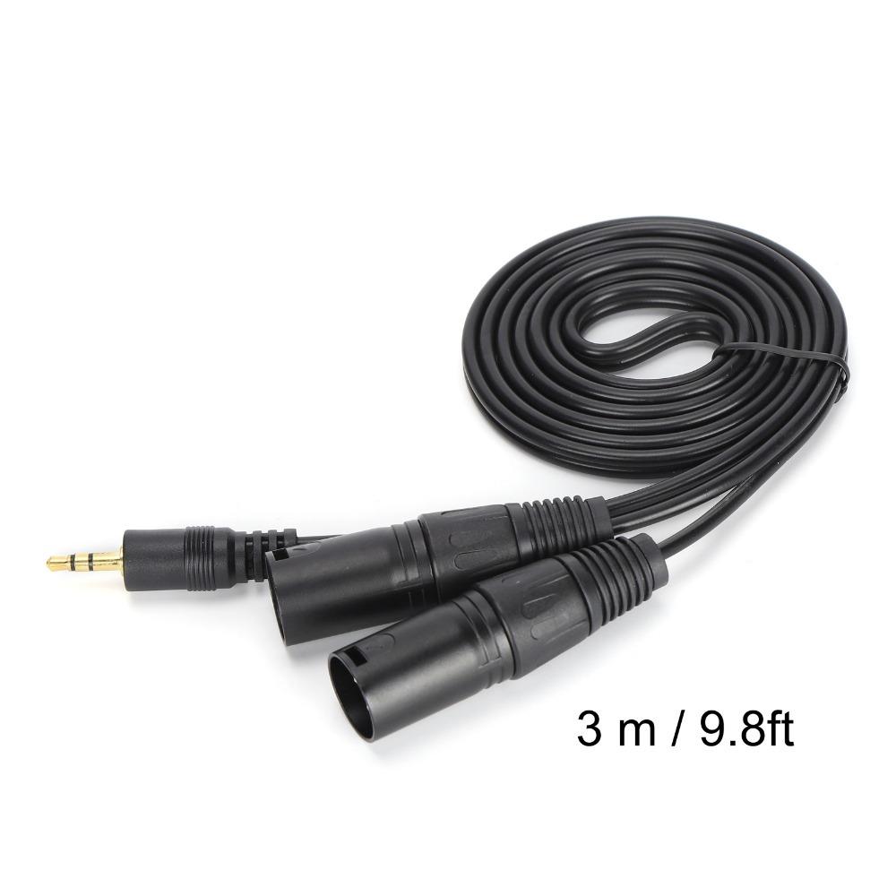 Plug and Play Microphone Cable 1/8 Inch to 3-Core Double XLR Audio Adapter Cable  Audio Recording