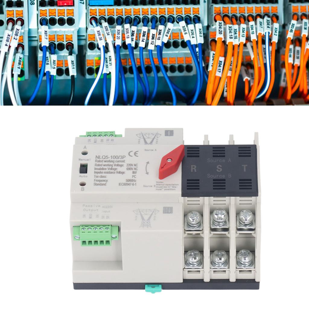  Power Automatic Transfer Switch 3P Fast Switching Control Switch Silver Contact AC 220V for Saf