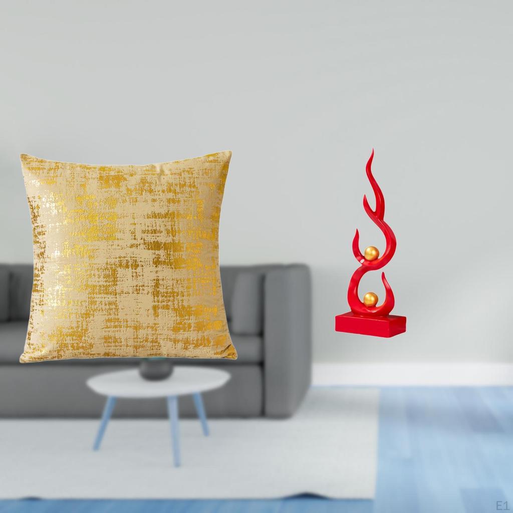 Elegant Abstract Fire Pillow Cover Resin Flame Figurine Modern Sculpture Craft for Living Room
