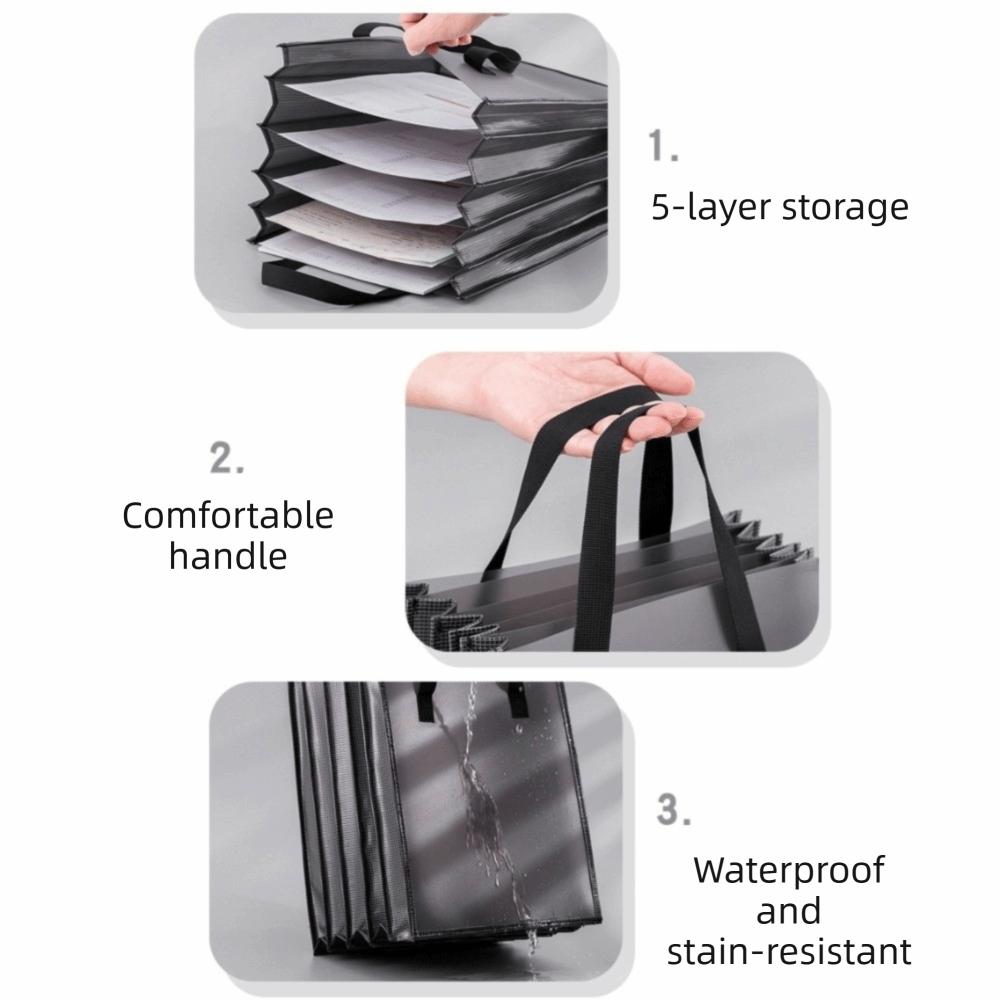 Widened Portable Documents Organizer 5-layer Waterproof Accordion Bag  Music Score