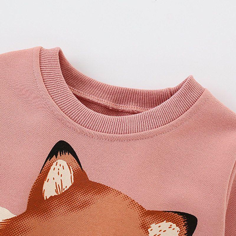 Girls' Sweatshirt, New Autumn Style, European and American Children's Pink Fox Long-Sleeved Bottoming Shirt, Beautiful and Cute Little Girl's Top
