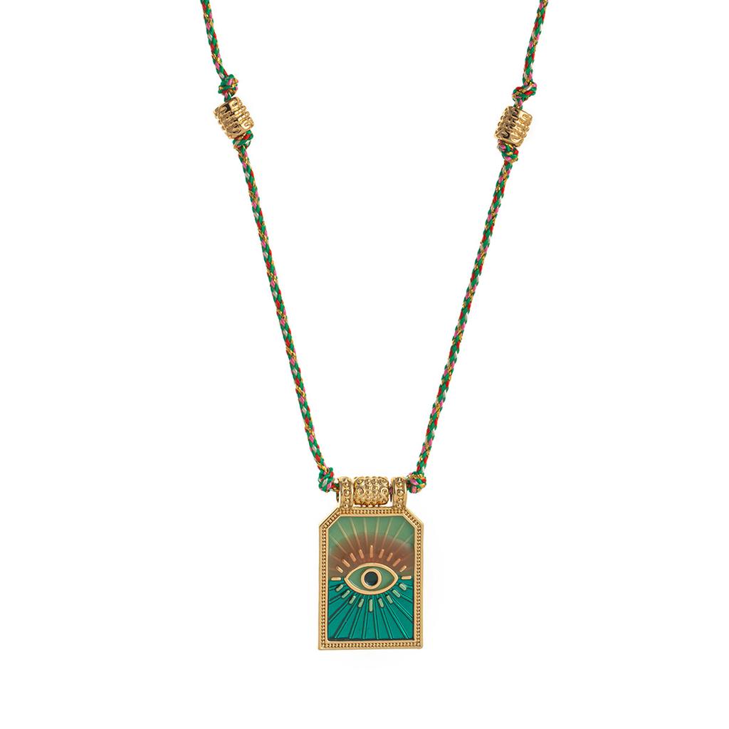 Hot selling artistic retro style tarot card heart eye flame pendant necklace for women's fashion gold-plated color preservation