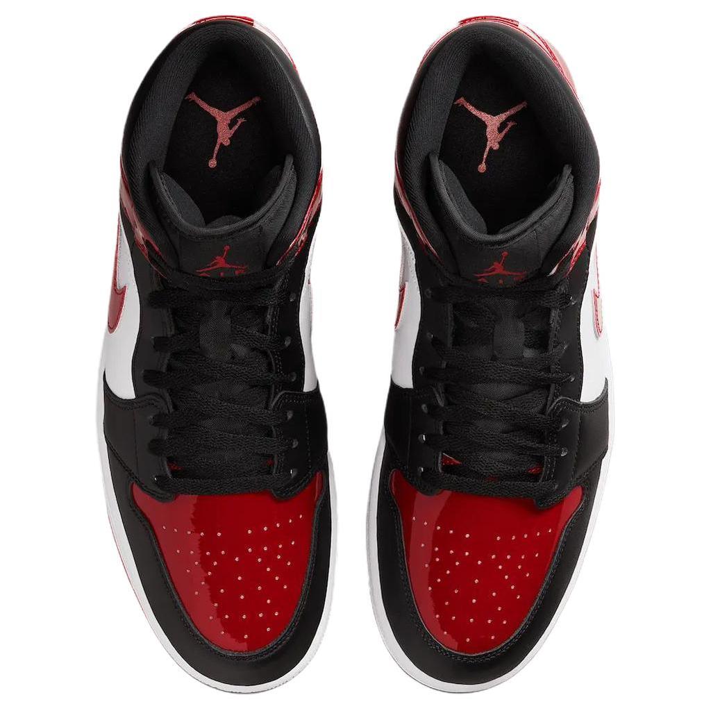 Air Jordan 1 Mid Patent Bred Toe Pánské tenisky Černá Varsity-Červená Bílá HV4091-006