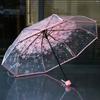 Funny Folding Umbrella Windproof Manual Umbrella Korean Cherry Blossom Transparent Umbrella  Home