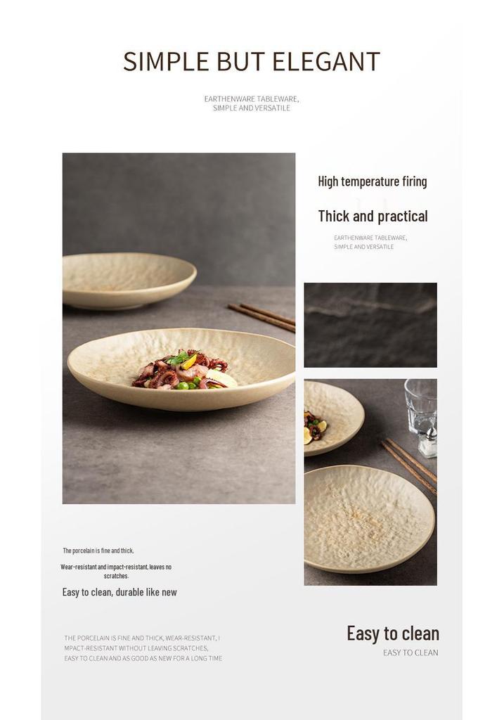 Elegant Ceramic Plate for Home - Perfect for Vegetables, Steak, and More. High-End Western Style and Ideal for Hotels.