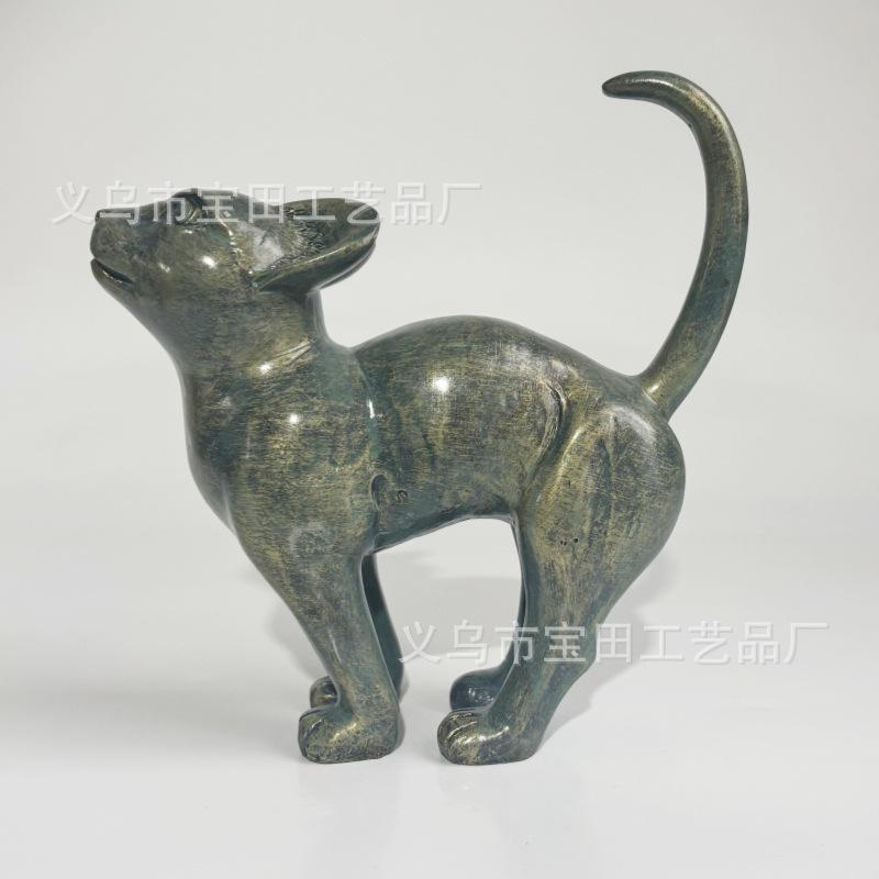 Charming bronze resin cat statue ornaments are suitable for home tabletop, yard and garden decoration
