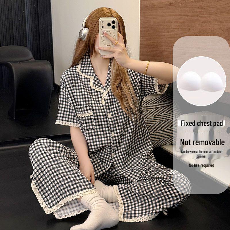 Women's Cloud Cotton Lace Pajama Cardigan Set - Spring & Autumn Collection