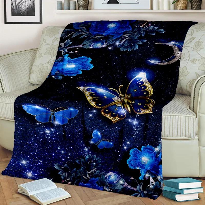 Cartoon Dream Butterfly Flower Blanket,Soft Throw Blanket for Home Bedroom Bed Sofa Picnic Travel Office Rest Nap Cover Blanket