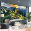 Majestic Machu Picchu Tapestry, Golden Hour Sunrise Over the Ancient Citadel and Surrounding Andean Peaks, Exotic Travel Wall Art