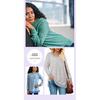 2026 New Long-Sleeve Round-Neck Color-Block Slit Top for Women, Loose Casual Pullover T-Shirt