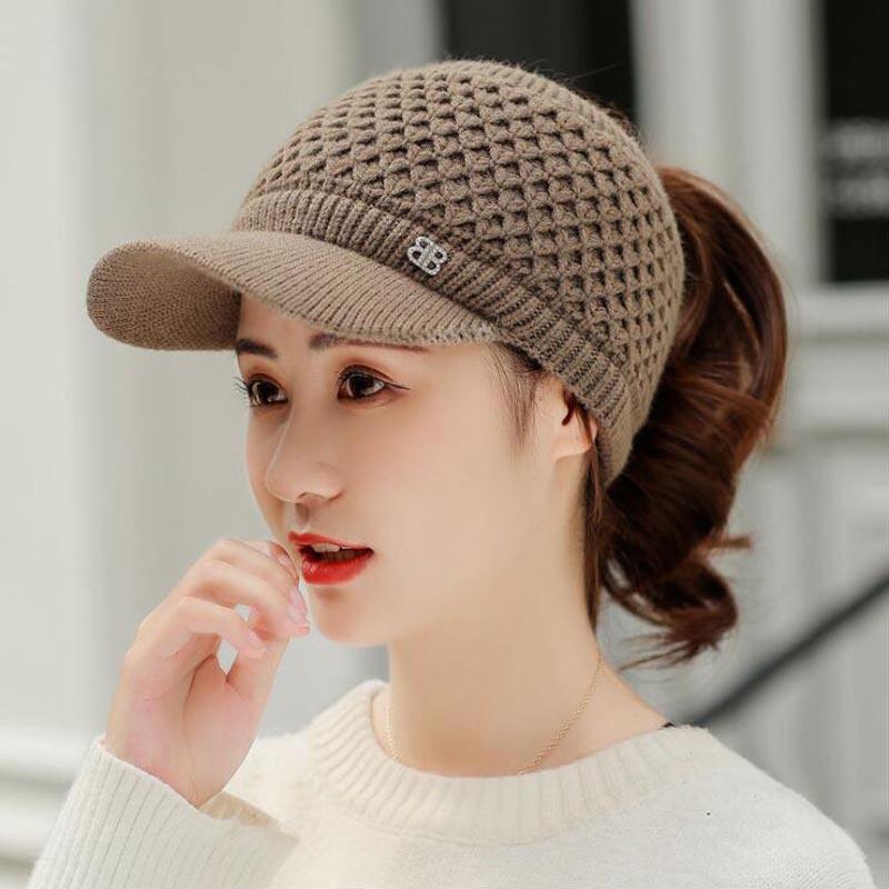 Casquette vide pour femmes Casquette tricotée tendance Casquette extérieure pour femmes Vélo Décontractée Polyvalente Casquette en laine Casquette de baseball pour étudiants