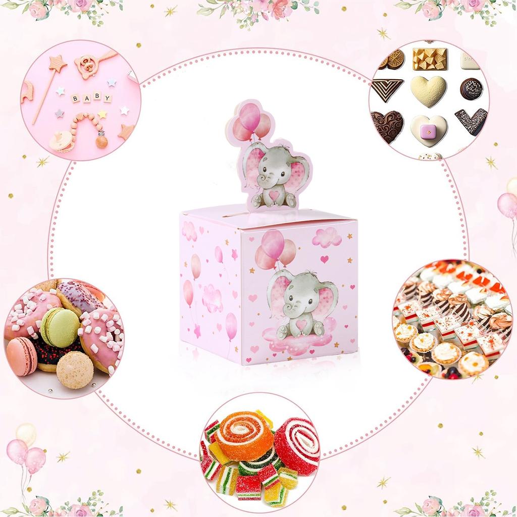 24Pcs Baby Elephant Favor Box For Kids Birthday Party Blue Pink Candy Gift Boxes Treat Kids Birthday Favors Baby Shower Decor