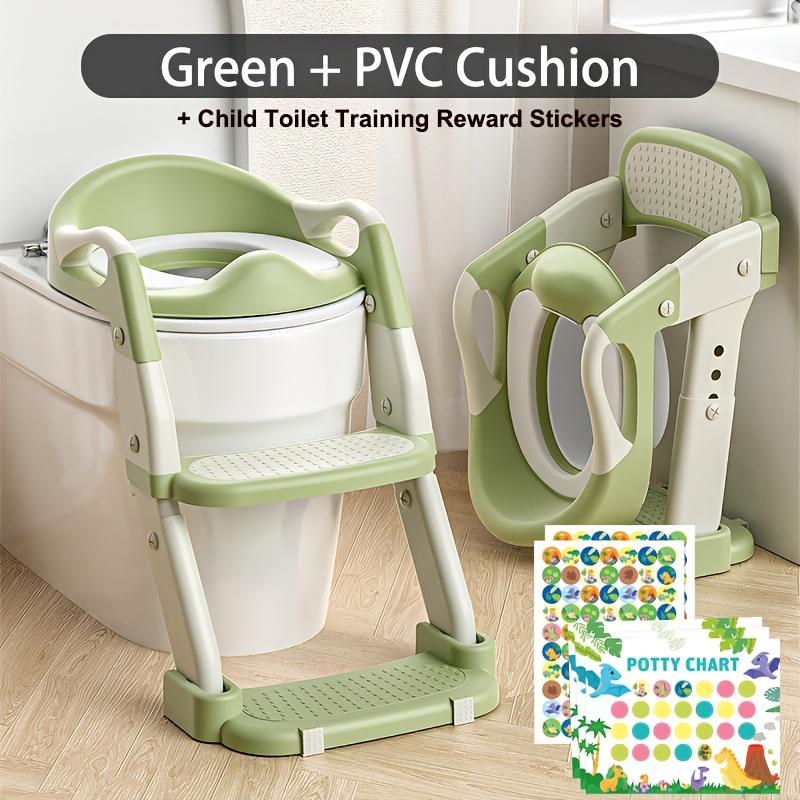 

Регулируемое портативное сиденье для унитаза для приучения малышей к горшку 3-в-1, складная подставка-ступенька с наклейками-наградами за приучение к горшку зелёный