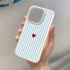 Minimalist Striped Heart Phone Case for iPhone 16 17 Pro Max 15 Pro 14 13 12 11 16E Air X XR XS 7 8 Plus SE2022 Shockproof Cover