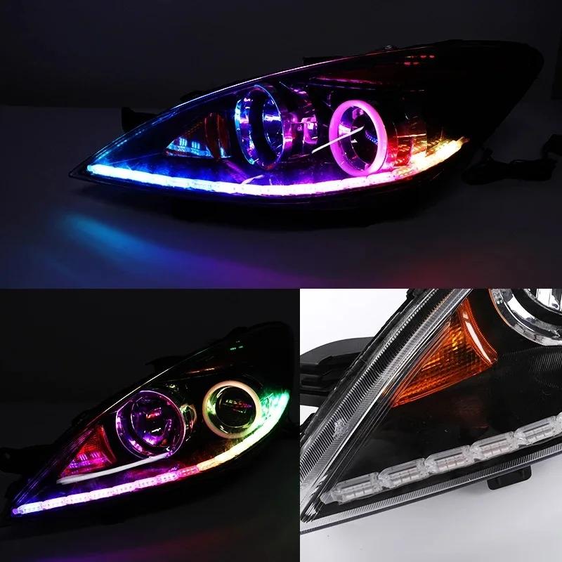 2pcs RGB Car LED Daytime Running Lights Strip Waterproof Colorful With Flowing Yellow Decorative Headlight Turn Signal Light 12V
