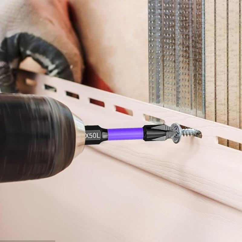 6Pieces Magnetic Non-Slip Drill Bit Portable Magnetic Bit Set Shockproof PH2 Impact Driver Bit Set Magnetic Head