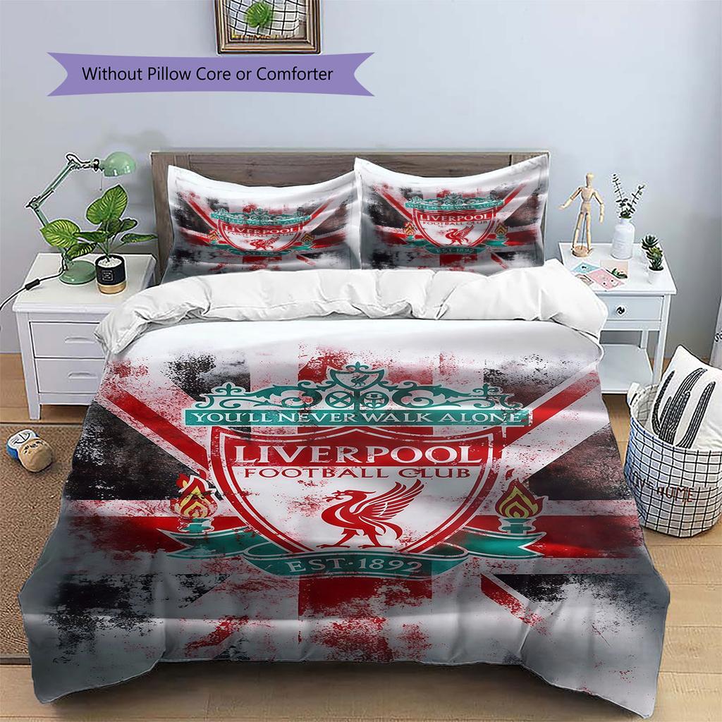 Biancheria da letto con motivo Liverpool Decorazione per la casa Regalo di compleanno ( 1 copripiumino + 2 federe, senza imbottitura),merchandising per fan.