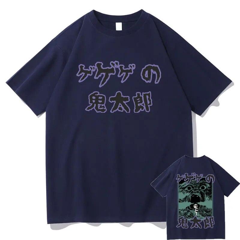 Japanese Anime Gegege No Kitaro Graphic T-shirt Unisex Vintage T Shirts Unisex Women Manga Casual Tees Unisex 100% Pure Cotton Tshirt