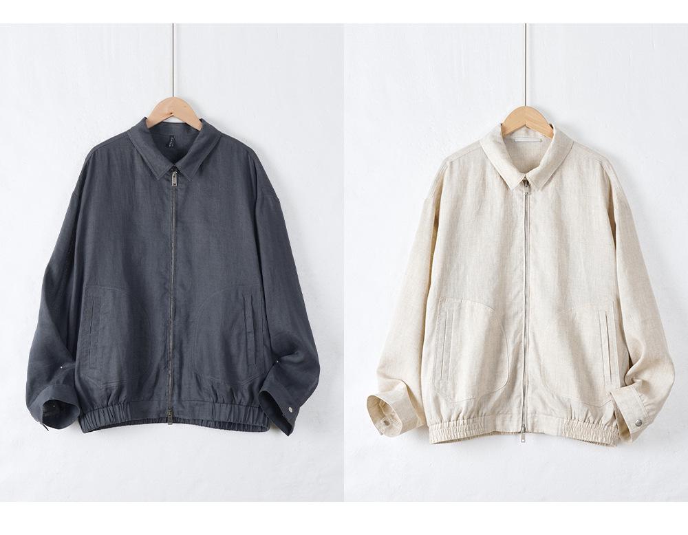 Men's Luxury Linen Jacket - Spring/Summer Classic Lapel Casual Zipper Cardigan