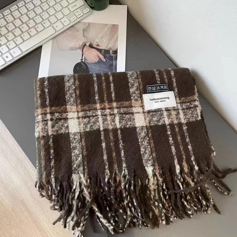 Taro Purple Plaid Scarf Women's Winter Explosion High-end New Korean Versatile Soft Waxy Warm Scarf Tide