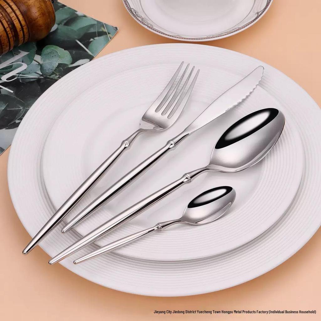 Stainless Steel 304 Western Cutlery Set: Knife, Fork, Spoon, Dessert Spoon, Fruit Fork for Restaurant, Hotel, Home