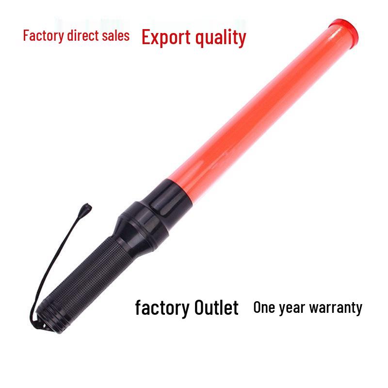 54cm LED Traffic Command Stick - Flashing Fluorescent Light for Firefighting and Warning Green Battery Model