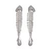 European and American Exaggerated Zircon Imitation Pearl Fish Skeleton Silver Needle Earrings Cold Wind Unique Personality Niche High-end Earrings