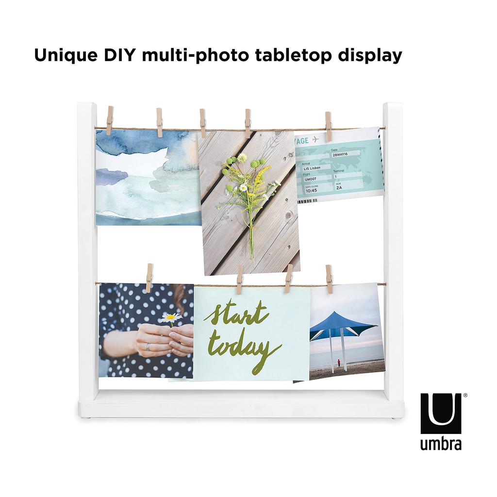 Umbra Hangit Schreibtisch-Foto-Display, Weiß, Wandmontierter Bilderrahmen, 21004415660, 340mm B x 64mm T x 332mm H