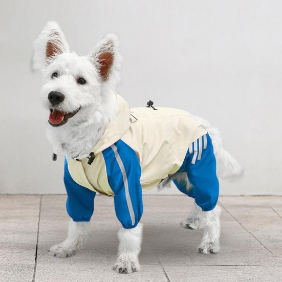 Psí pláštěnka Vodotěsná s kapucí Pláštěnka pro mazlíčky Pončo s plným krytím s reflexními pruhy a otvorem pro vodítko pro malé a střední psy