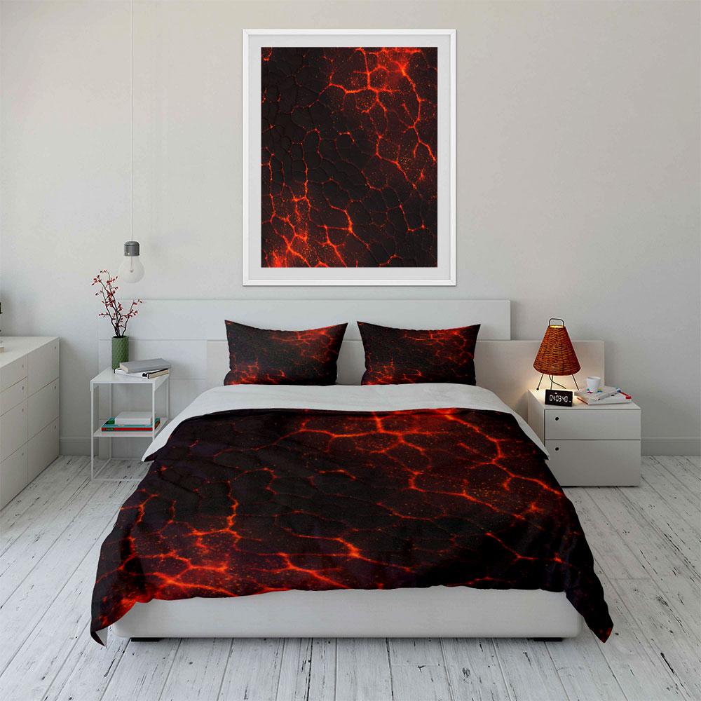Fiery Lava Cracked Design Set Bedding Duvet Cover Set Duvet Cover Pillowcases (1 * Duvet Cover 2 * Pillowcases, without duvet insert)