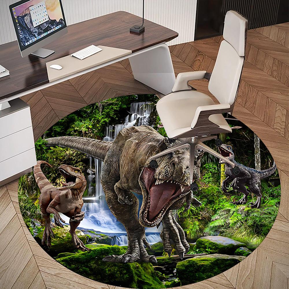 1pc dinosaur prehistoric Round Chair mat Area Rug - Non-Slip, Floor Mat for Office, Bedroom, and Indoor Decor c1125319