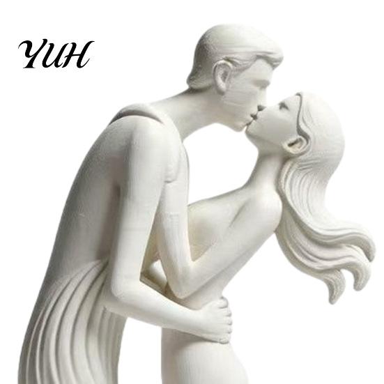 Leichter Luxus Innendekoration 3D Gedrucktes Kussendes Paar Ornament, Moderne Minimalistische Liebesstatue, Elegante Wohnaccessoires für Schlafzimmer Romantisch